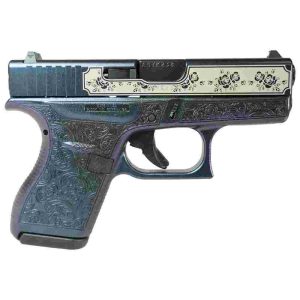 Glock 42 "glock & roses mongoose purple" handgun. 380 acp 6rd magazines (2) 3. 2" barrel usa