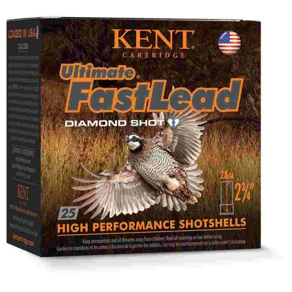 Kent ultimate fastlead upland shotshell 28ga 2-3/4" 7/8oz 1300 fps #7. 5 25/ct