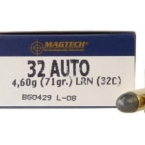 Magtech handgun ammunition. 32 acp 71 gr lrn 905 fps 50/box