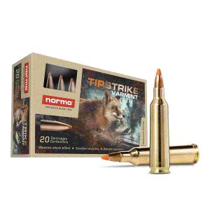 Norma tipstrike rifle ammunition. 22-250 rem 55gr pt 3576 fps 20/ct