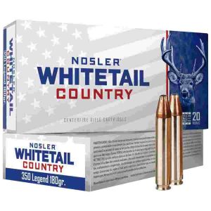 Nosler whitetail country rifle ammunition 350 legend 180gr lfn 2100 fps 20/ct