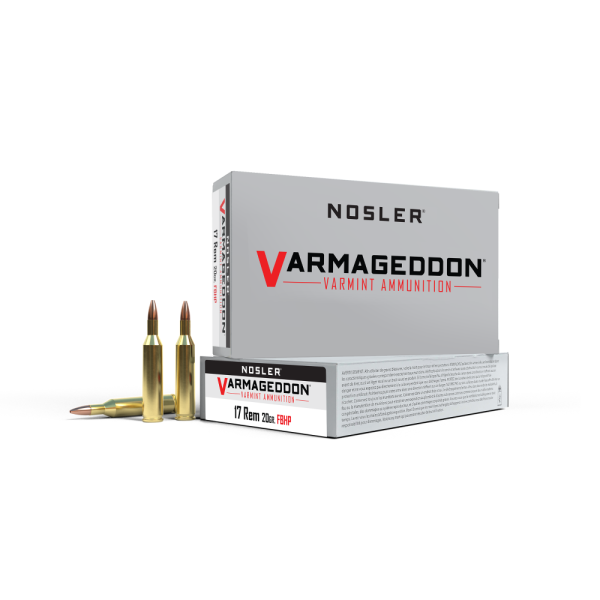 Nosler varmegeddon rifle ammunition. 17 rem 20 gr fbhp 3550 fps - 20/box