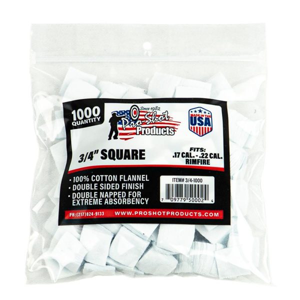 Pro-shot 3/4" square 100% cotton patches 1000/ct