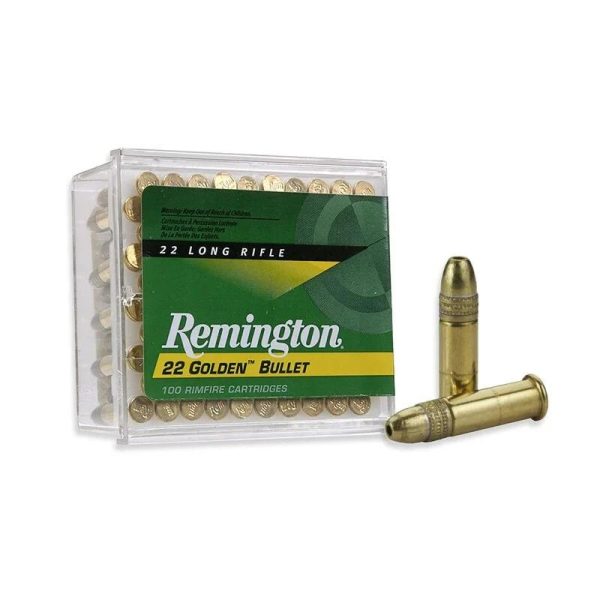 Remington golden bullet rimfire ammunition. 22 lr 36 gr hp 1280 fps 100/ct