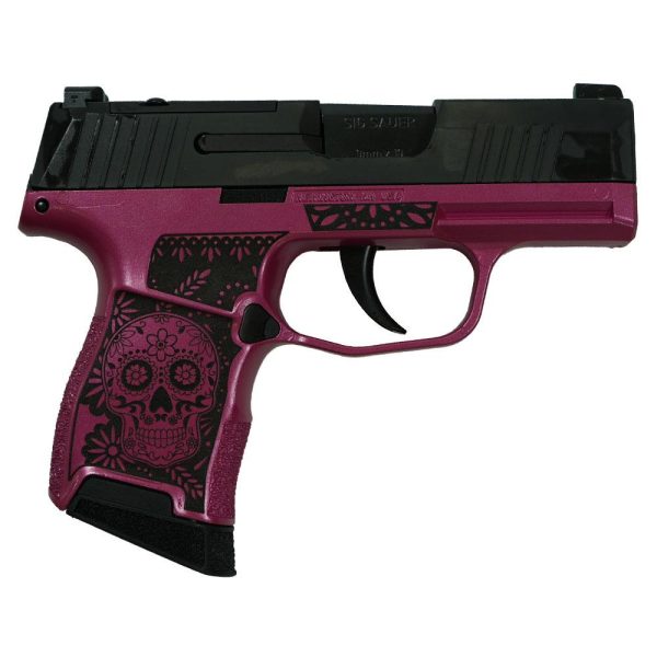 Sig sauer "sugar skull-medusa pink" p365 optic ready handgun 9mm luger 10rd magazines(2) 3. 1" barrel x-ray 3 sights