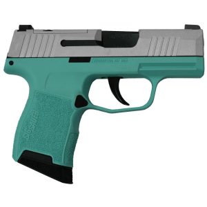 Sig sauer "silver slide/robin's egg blue frame" p365 optic ready handgun 9mm luger 10rd magazines(2) 3. 1" barrel x-ray 3 sights