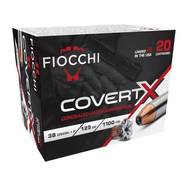 Fiocchi covertx handgun ammunition. 38 spl(+p) 125gr jhp 1100 fps 20/ct