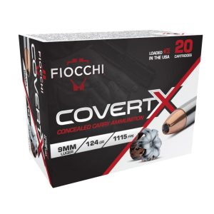 Fiocchi covertx handgun ammunition 9mm luger 124gr jhp 1115 fps 20/ct