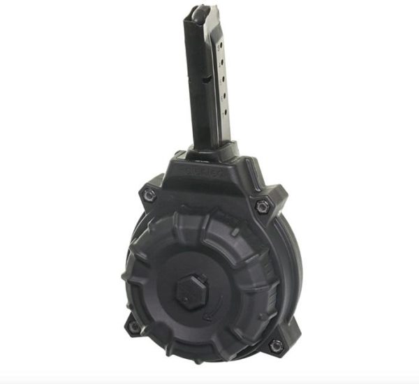 Promag s&w shield magazine 9mm black polymer drum - 50/rd