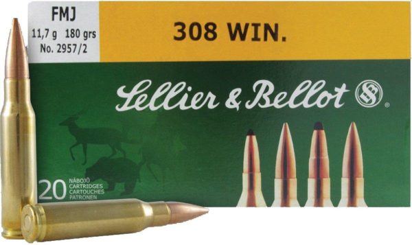 Sellier & bellot rifle ammunition. 308 win 180 gr fmj  - 20/box