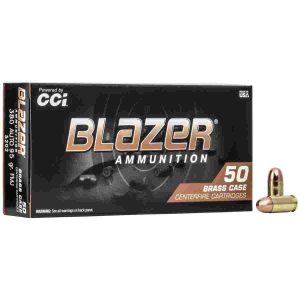 Cci blazer brass handgun ammunition. 380 acp 95 gr fmj 945 fps 50/box