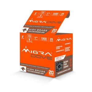 Migra ultimate dove hi-brass lead shotshells 20ga 3" 1-1/4oz  #7. 5 & 9 shot 25/ct