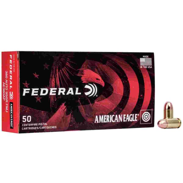 American eagle handgun ammunition. 380 acp 95 gr fmj 980 fps 50/ct