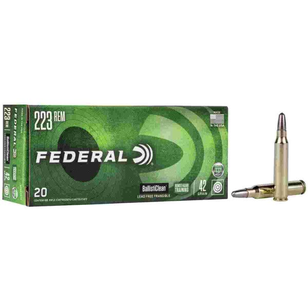 Federal ballisticlean frangible rifle ammuntion. 223 rem 42 gr rht 3450 fps 20/ct