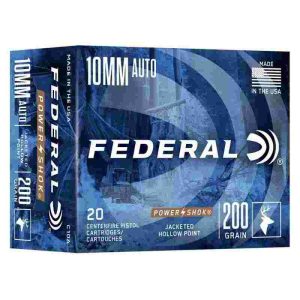 Federal power-shok handgun ammunition 10mm auto 200gr jhp 1110 fps 20/ct