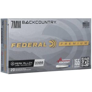 Federal terminal ascent rifle ammunition 7mm backcountry 155gr pt 3300 fps 20/ct