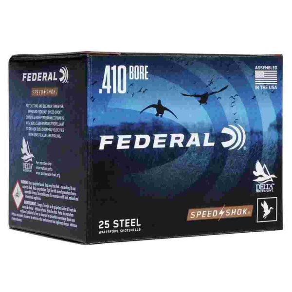 Federal speed-shok high velocity steel 410ga 3" 3/8oz 6 ammo 25rd