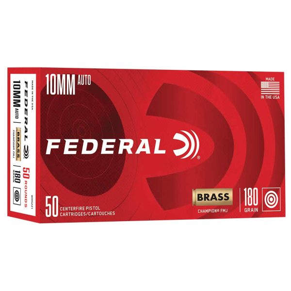 Federal champion handgun ammunition 10mm auto 180gr fmj 1200 fps 50/ct