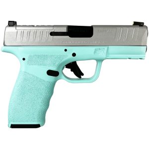 Springfield "robins egg blue frame/silver slide" hellcat pro handgun 9mm luger 15rd magazines(2) 3. 7" barrel