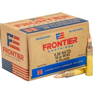 Hornady frontier rifle ammunition xm193 5. 56mm nato 55 gr fmj 3240 fps 50/ct