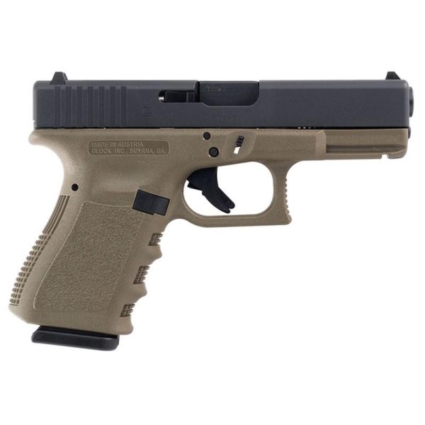 Glock 19 gen 3 compact handgun 9mm luger 10/rd magazines (2) 4. 02" barrel od green with black slide austria ca compliant
