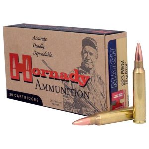 Hornady match rifle ammunition. 223 rem 75 gr bthp 2790 fps - 20/box