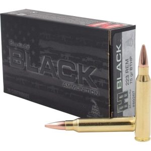 Hornady black rifle ammunition. 223 rem 75 gr bthp-m 2790 fps 20/ct