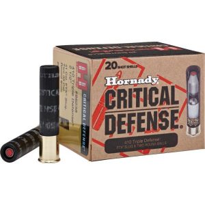 Hornady 410 critical defense shotgun ammunition -. 410 ga -  2 1/2" -  1 slug 2 balls slug - #000 - 750 fps - 20/box