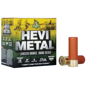 Hevi-shot hevi-metal longer range shotshell 12ga 3" 1-1/4 oz 1500 fps #3 25/ct