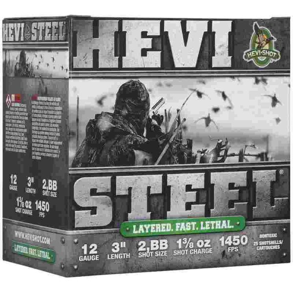 Hevi-shot hevi-steel shotshells 12ga 3" 1-3/8oz 1450 fps #bb 25/ct