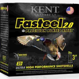 Kent fasteel 2. 0 shotshells 20 ga 3" 7/8oz 1550 fps #4 25/ct