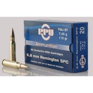 Ppu standard rifle ammunition 6. 8mm spc 115 gr fmjbt 2624 fps 20/ct
