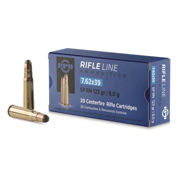Ppu rifle ammunition 7. 62x39 123gr sp 22350 fps 20/ct