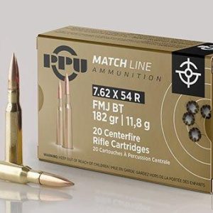 Ppu match rifle ammunition 7. 62mm x 54r match 182 gr fmj-bt 2625 fps 20/ct