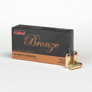 Pmc bronze 40 s&w handgun ammunition 180 gr fmj 985 fps 50/ct