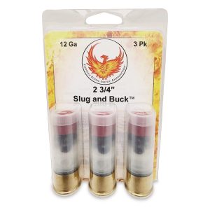Phoenix rising slug & buck shotshell 12ga 2-3/4" fsj 7/8oz slug & 6-00 buckshot 1225 fps 3/ct