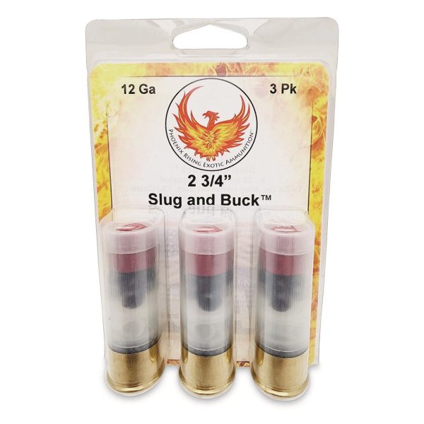 Phoenix rising slug & buck shotshell 12ga 2-3/4" fsj 7/8oz slug & 6-00 buckshot 1225 fps 3/ct