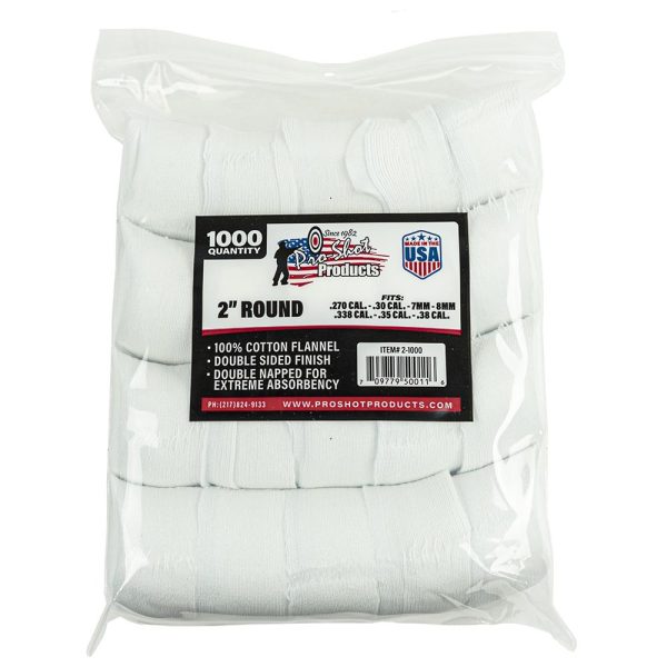 Pro-shot 2" round 100% cotton patches 1000/ct