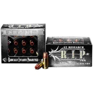 G2 research r. I. P. Handgun ammunition 9mm luger 92 gr hp 1265 fps 20/box