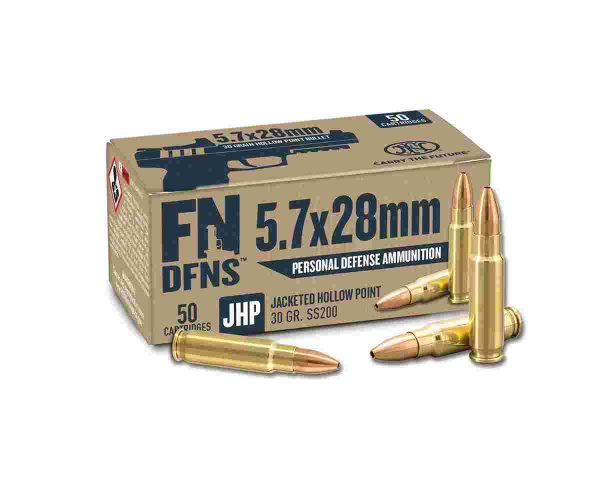 Fn dfns ss200 personal defense handgun ammunition 5. 7x28mm 30gr jhp 1894 fps 500/ct case