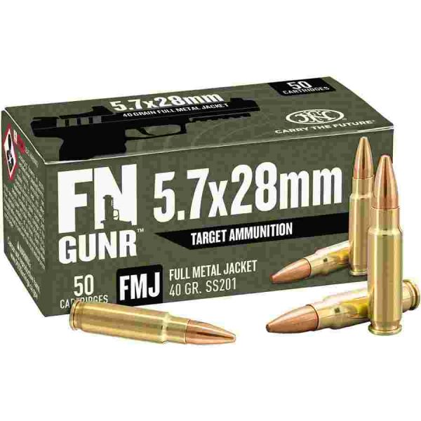 Fn gunr target handgun ammunition 5. 7x28mm 40 gr fmj 2040 fps 50/ct