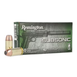 Remington subsonic handgun ammunition. 45 auto 230gr fneb 830 fps 50/ct
