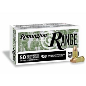 Remington range handgun ammo 9mm luger 124 gr fmj 1110 fps 50/ct