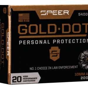 Speer gold dot handgun ammunition 10mm auto 200 gr hp 1100 fps 20/ct