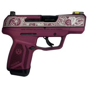 Ruger "black cherry frame/paisley slide" max-9 pro handgun 9mm luger 12rd magazine 3. 2" barrel optic ready