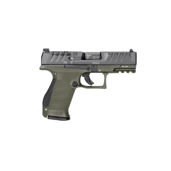 Walther optic ready pdp compact handgun 9mm luger 15rd magazine 4" barrel two tone green