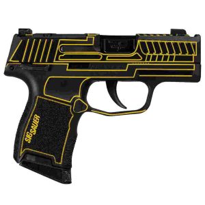 Sig sauer p365 "outlander yellow laser" handgun 9mm luger 10rd magazines(2) 3. 1" black barrel x-ray 3 sights manual safety