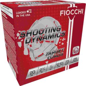 Fiocchi shooting dynamics shotshells  20ga 2-3/4in 7/8 oz #7. 5 1210 fps 25/ct