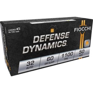 Fiocchi pistol shooting dynamics handgun ammunition. 32 acp 60 gr jhp 1100 fps 50/box