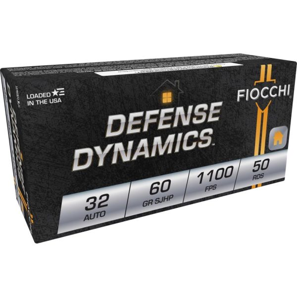 Fiocchi pistol shooting dynamics handgun ammunition. 32 acp 60 gr jhp 1100 fps 50/box